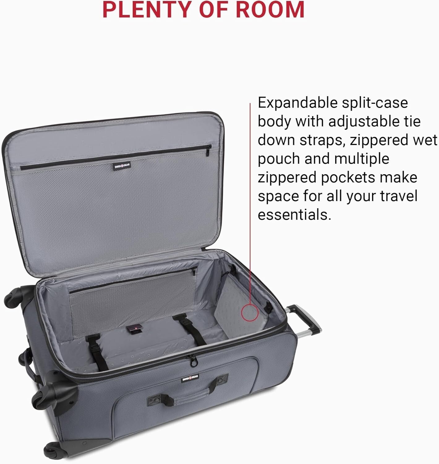 Sion Dark Grey Expandable Luggage Set - 3-Piece (21/25/29) for Effortless Travel