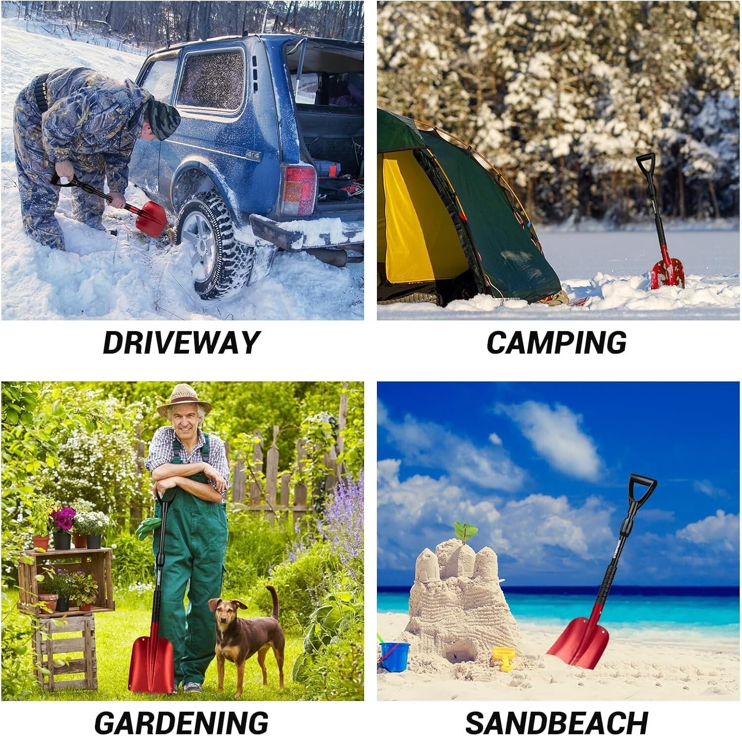 Lightweight 32" to 42" Telescopic Snow Removal Tool - Aluminum & Ice Scraper