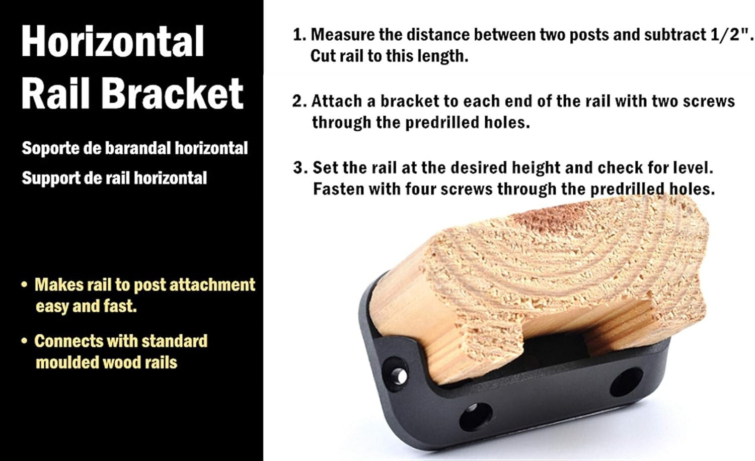 5 Pairs of Heavy-Duty Railing Brackets for 2x4 Wood Handrails - Easy Install