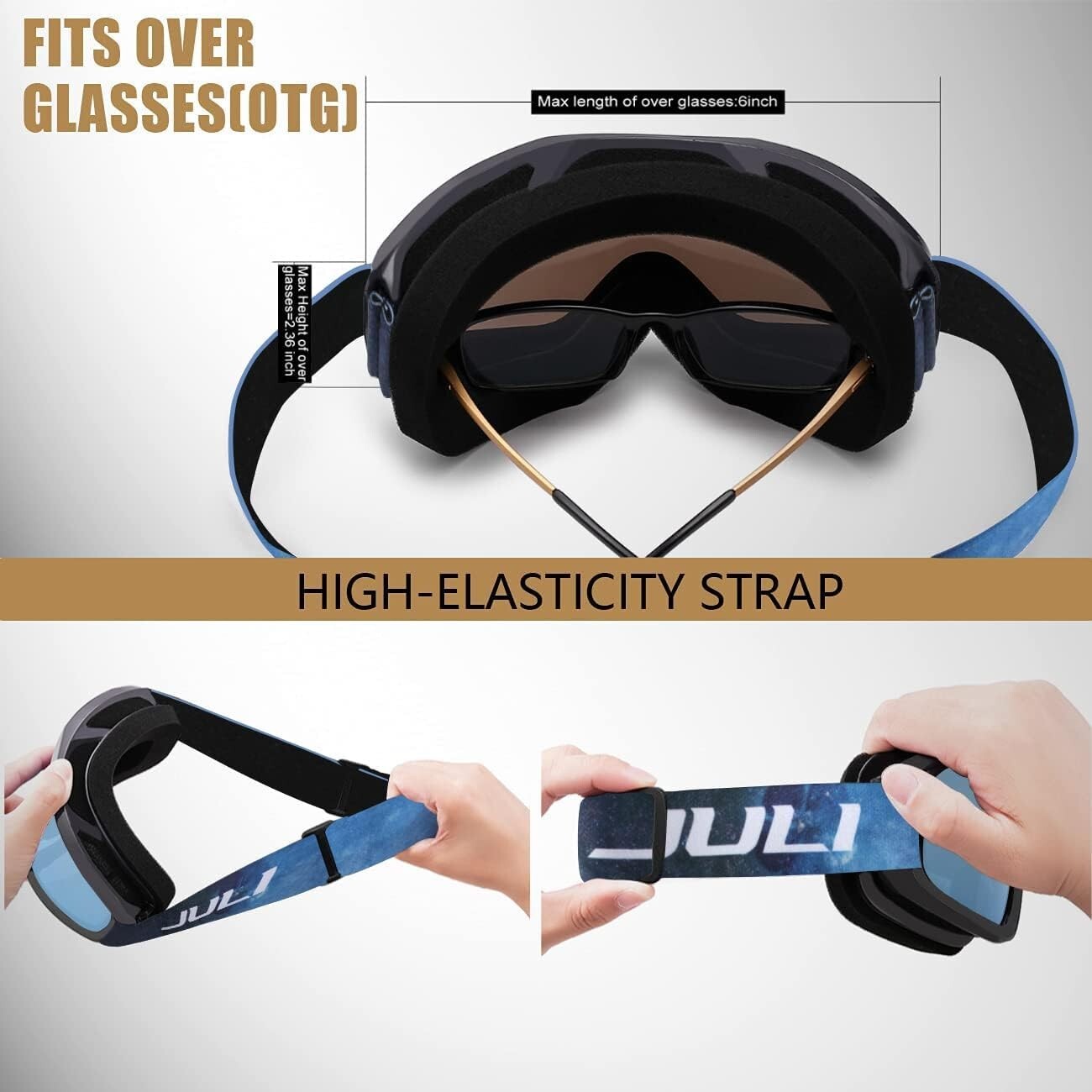 JULI Rimless Snow Goggles with Helmet Compatibility and Lifetime Guarantee