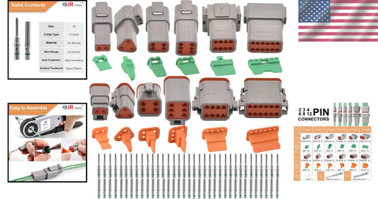 Reliable DT Deutsch Electrical Kit with Pin Connectors and Seal Plugs - Gray