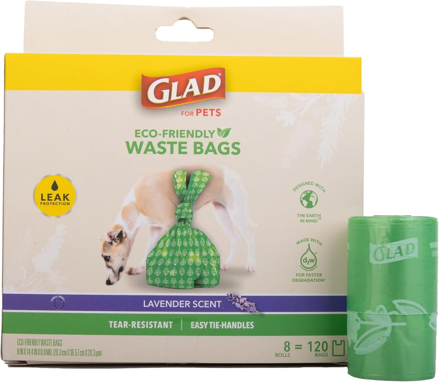 192 Rolls of Heavy Duty Lavender Scented Dog Poop Bags with Easy Tie Handles