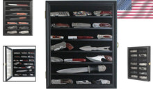 Load image into Gallery viewer, Elegant Black Knife Display Cabinet with Anti-Theft Lock and Custom Shelves