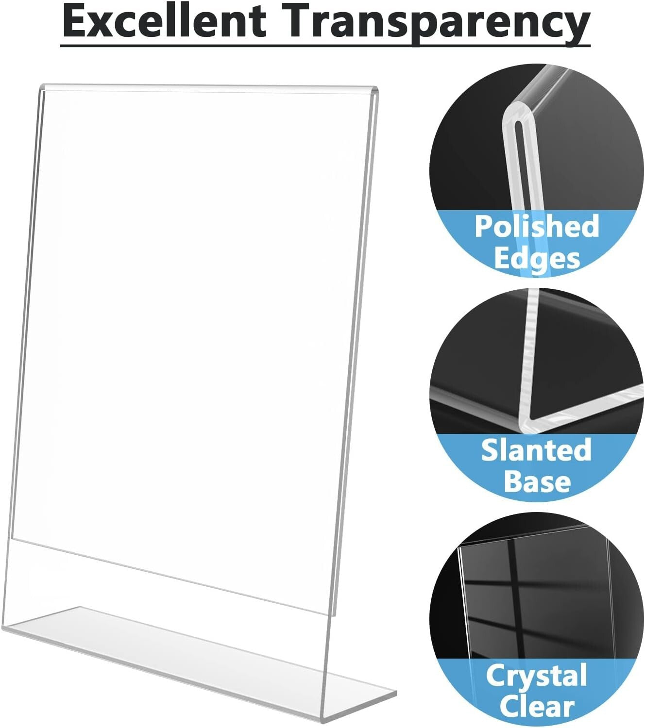 Clear Acrylic Display Frames 20-Pack, Slant Back Design - Perfect for Offices