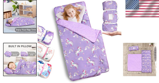 All-in-One Unicorn Sleeping Bag for Kids – Large Nap Mat with Pillow and Blanket