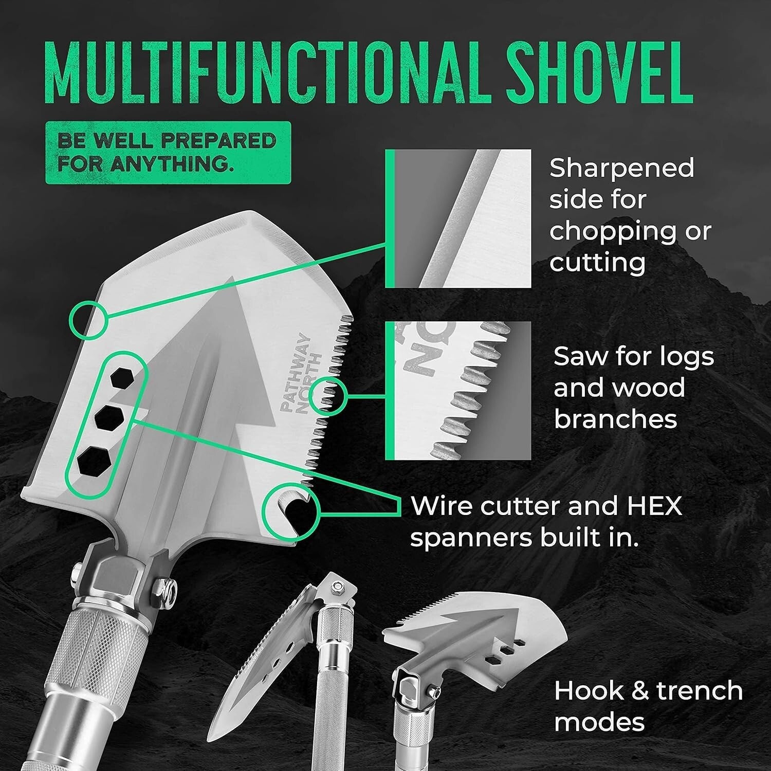 Ergonomic Stainless Steel Camping Axe and Foldable Shovel - Ultimate Outdoor Kit