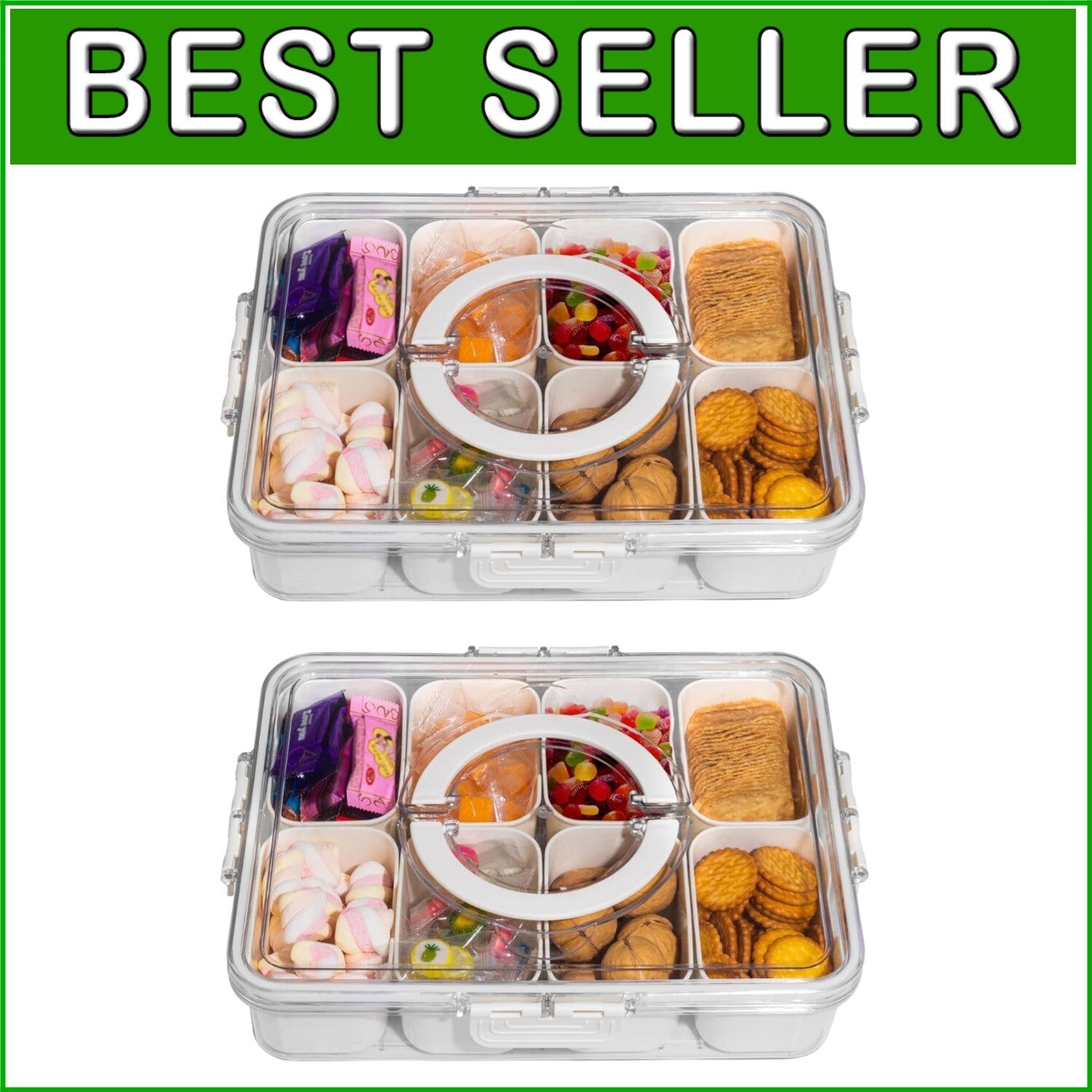 BPA-Free Portable Snack Serving Tray with Lid - Perfect for Picnics & Travel