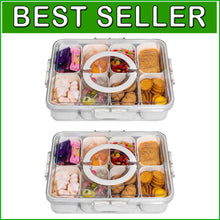 Load image into Gallery viewer, BPA-Free Portable Snack Serving Tray with Lid - Perfect for Picnics &amp; Travel