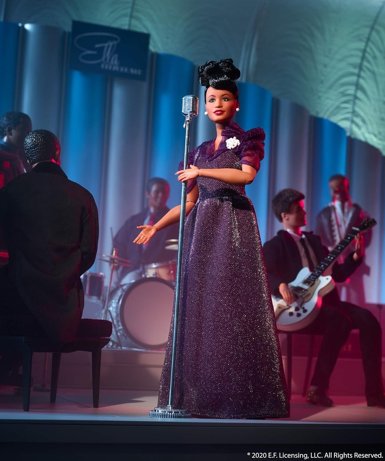 Curvy Ella Fitzgerald Doll 12-Inch in Deep Purple Gown - Inspiring & Articulated