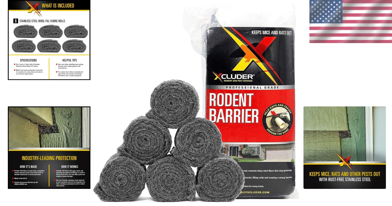 6 Rolls of Heavy-Duty Rodent Control Fill Fabric – Non-Toxic and Long-Lasting