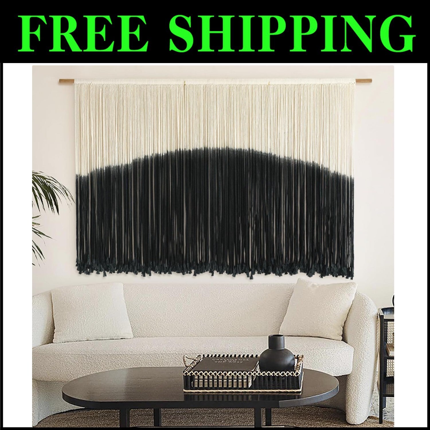 Large Bohemian Tie-Dye Macrame Wall Hanging, 57''W*35''L - Eco-Friendly Art