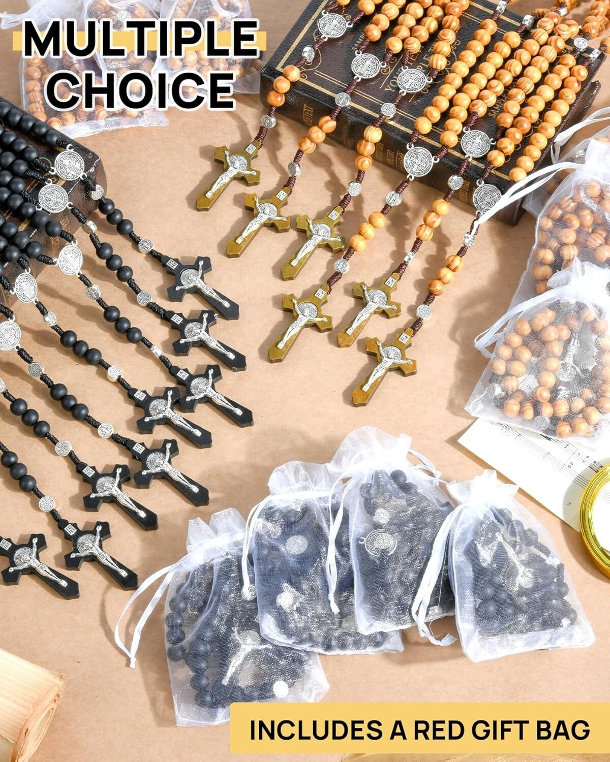 Premium Handmade Catholic Rosaries - 24 Pack for Baptisms & Special Moments