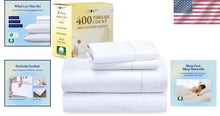 Load image into Gallery viewer, King Size Sheets Set - Soft 400 Thread Count 100% Cotton, Deep Pocket &amp; Cooling