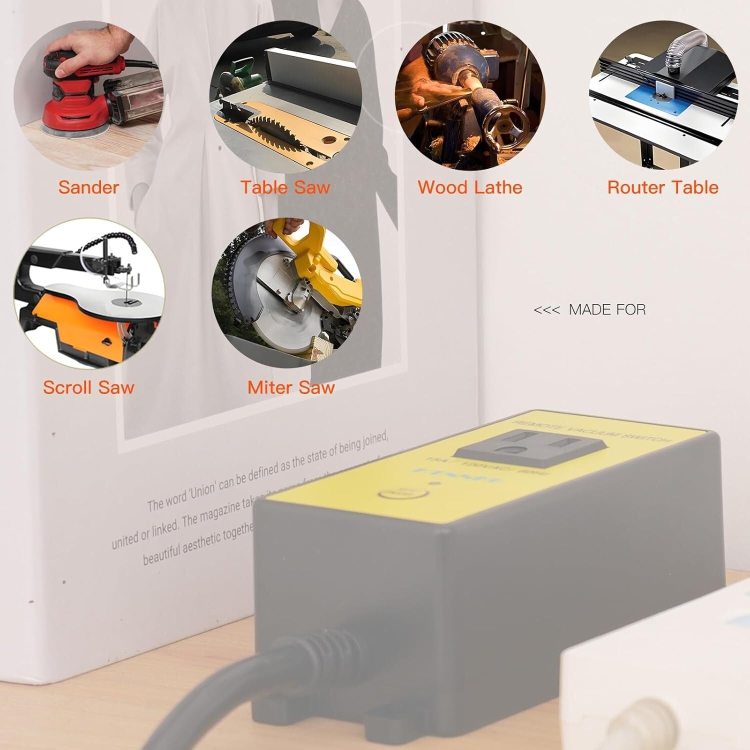 Wireless Remote Control Dust Collector Outlet Switch with 2 Remotes, 120V