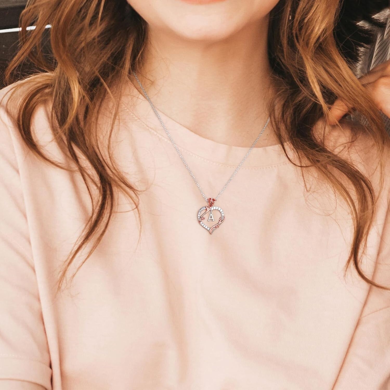 Elegant 925 Sterling Silver Rose Heart Necklace for Women - Gift for Mom & Wife