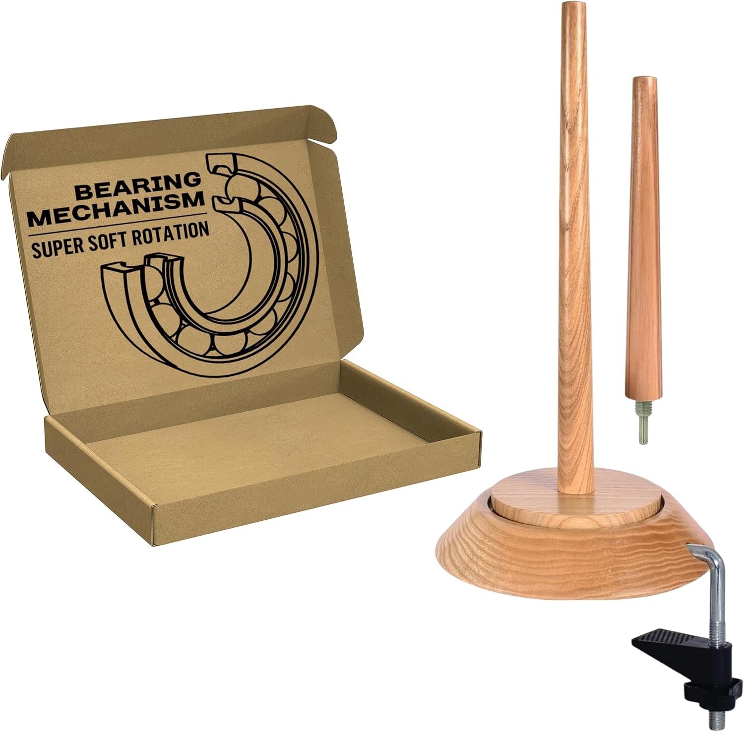 Versatile Yarn Holder with Bearing Spinner & Table Clamp for Jumbo Yarn Projects