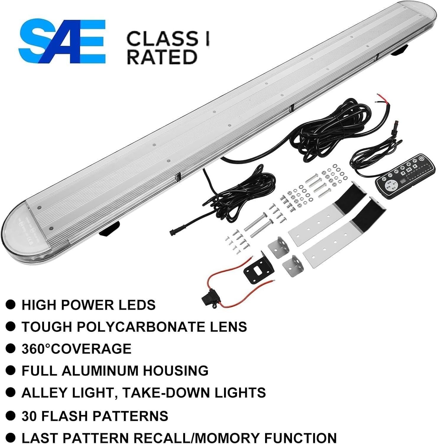 48" LED Emergency Strobe Light Bar with 29 Flash Modes - Waterproof & Durable