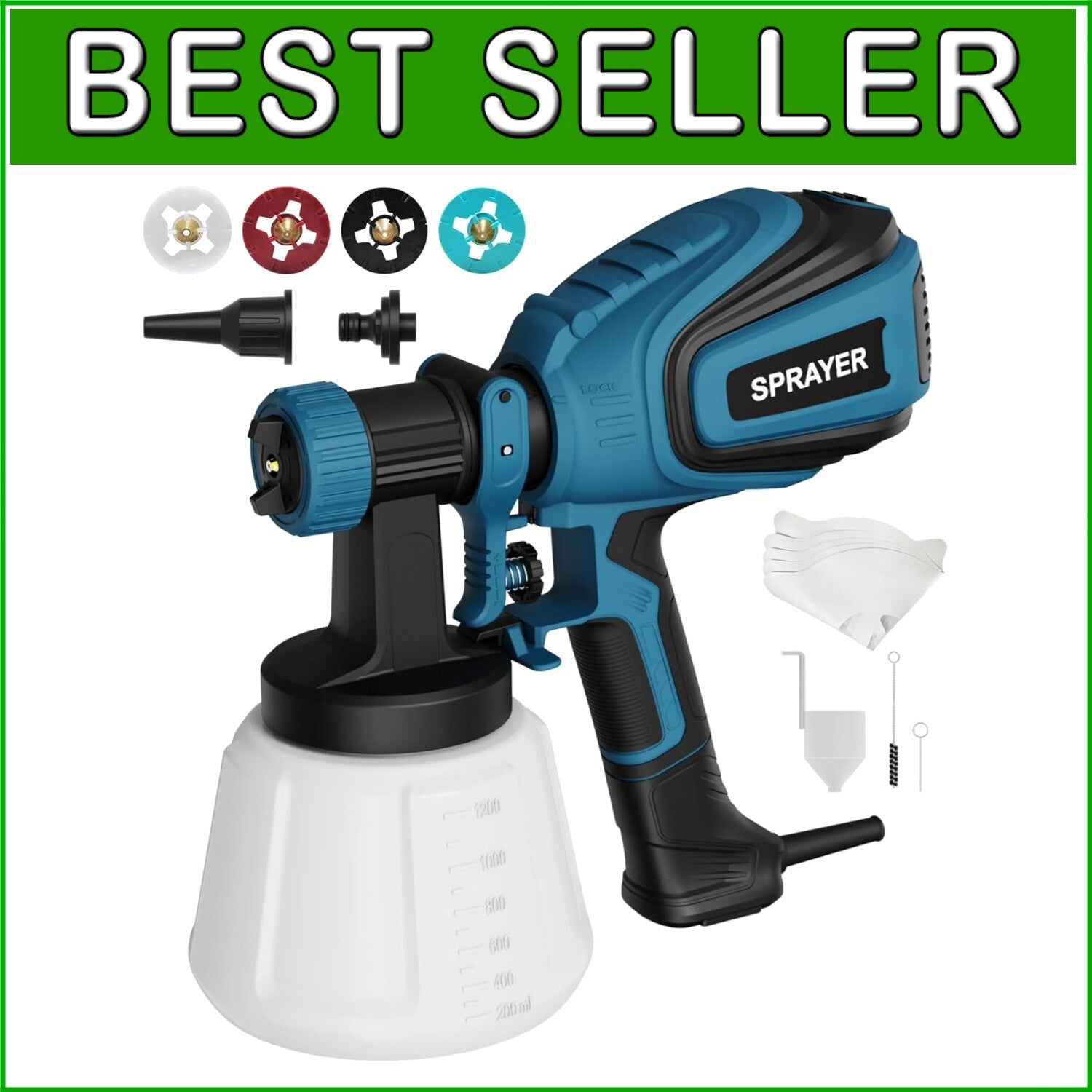 Adjustable Flow 700W Paint Sprayer - 4 Nozzles & Easy Cleaning for All Projects