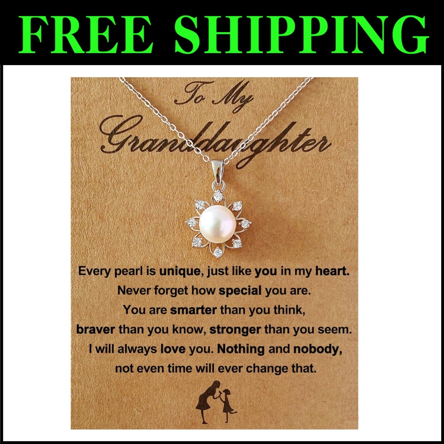 Elegant Sunflower Pearl Necklace in Sterling Silver - Graduation Gifts for Girls