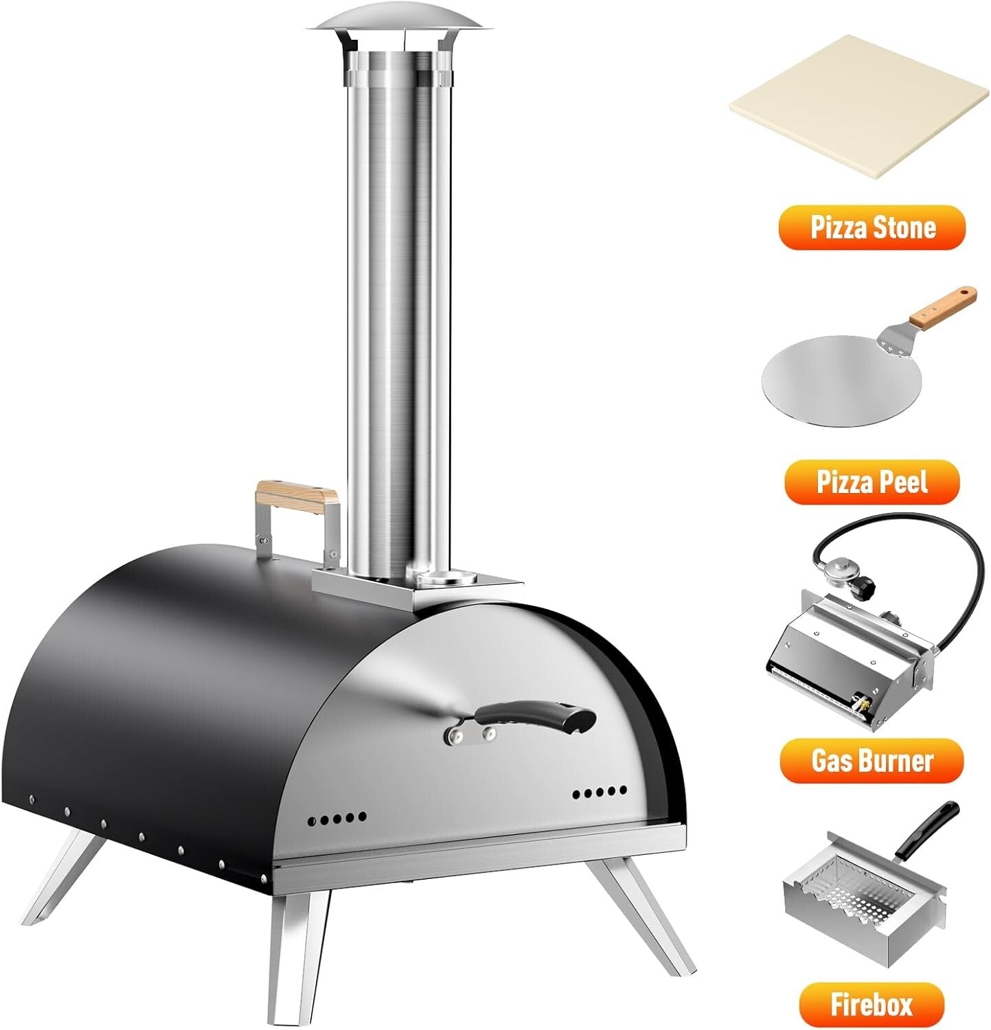 Quick-Cook Portable Pizza Oven - Wood & Gas Fired for Perfect Pizzas Every Time