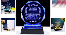 Load image into Gallery viewer, Elegant Glass Keepsake for Dad with LED Base - Meaningful Gift for Any Occasion
