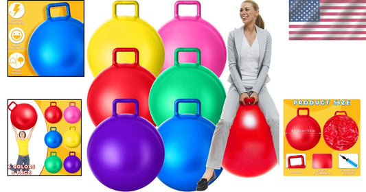 6-Piece Inflatable Hopper Ball Set - 32 Inch Bouncing Balls with Handles