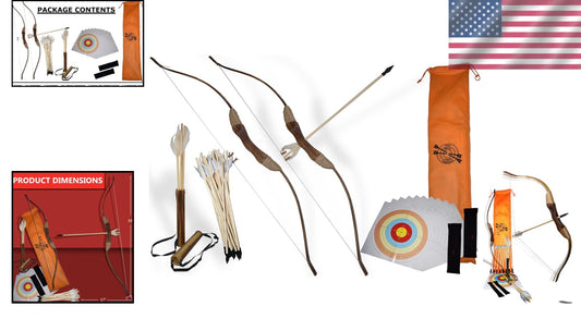 33-Piece Wooden Bow and Arrow Set - Ideal Beginner Archery for Kids & Teens