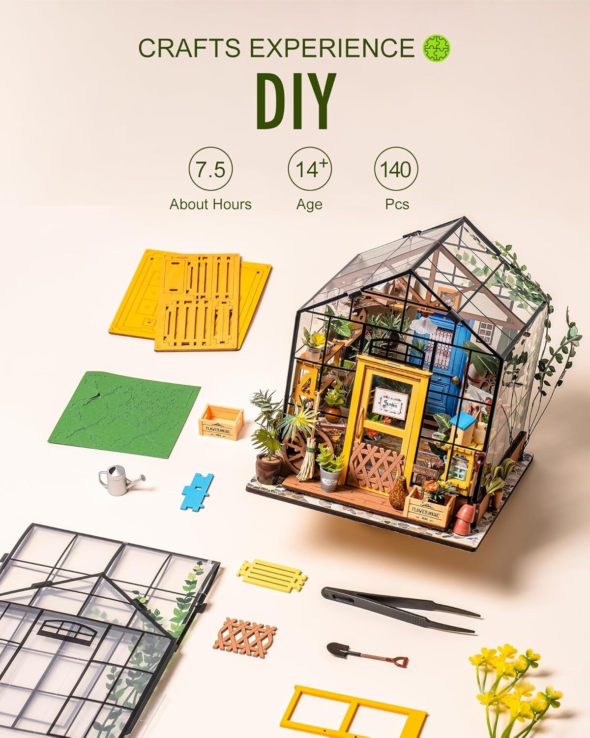 Charming DIY Mini Greenhouse Kit with Furniture: Perfect Gift for Plant Lovers