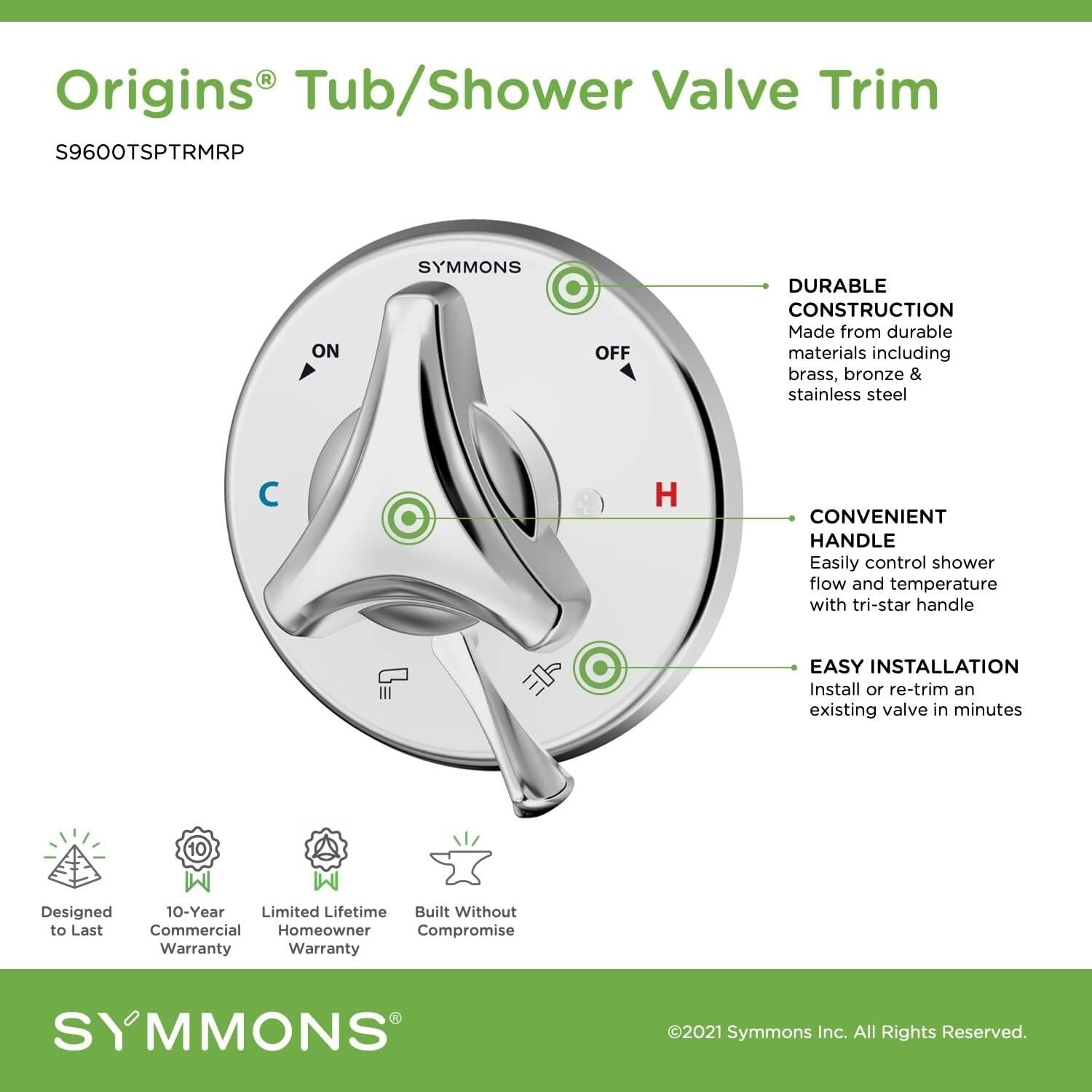 Elegant Polished Chrome Shower Valve Trim - Easy Installation, Compact Design