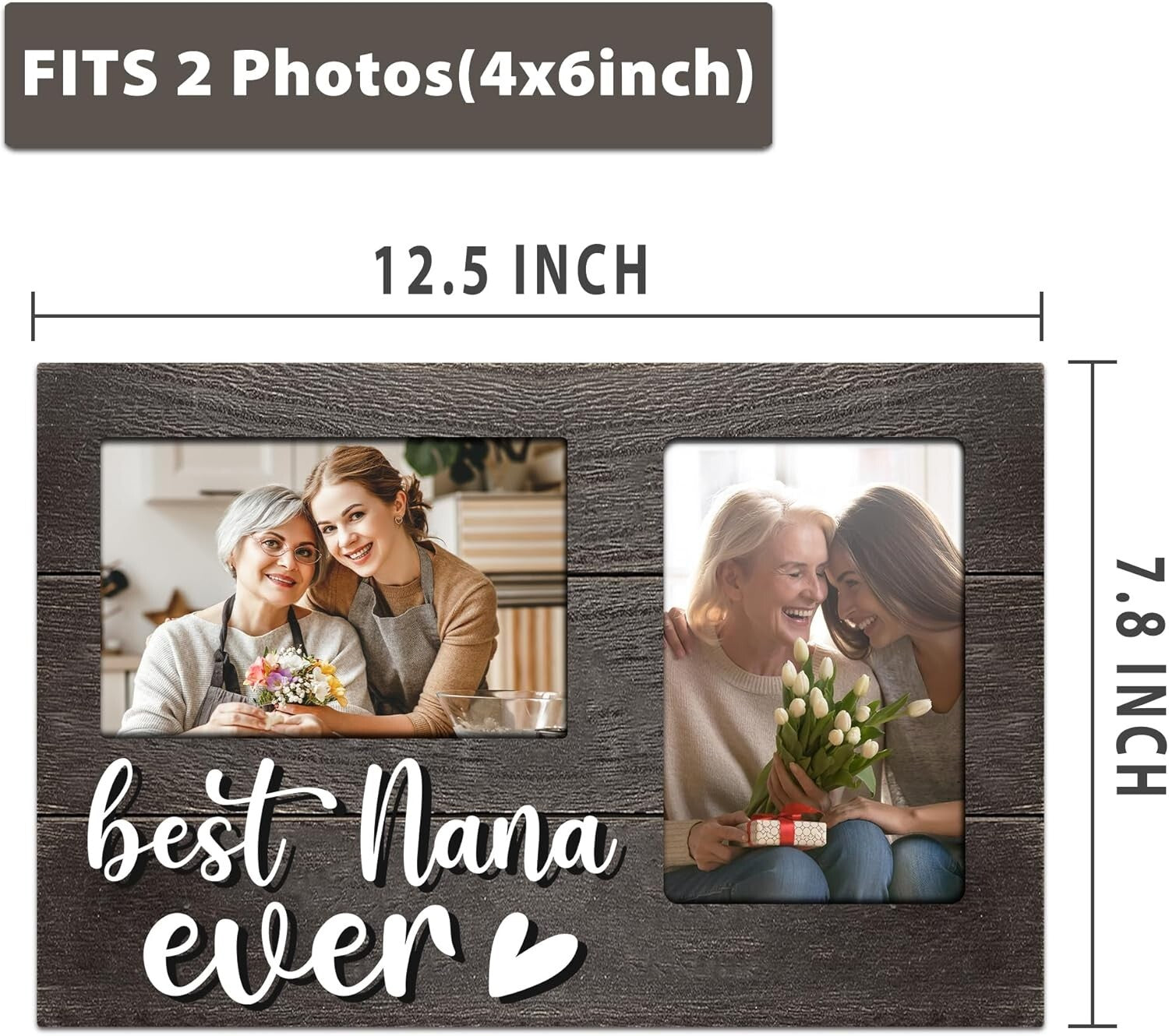 Elegant 3D Photo Frame for Nana - Holds Two Pictures, Perfect Gift for Occasions