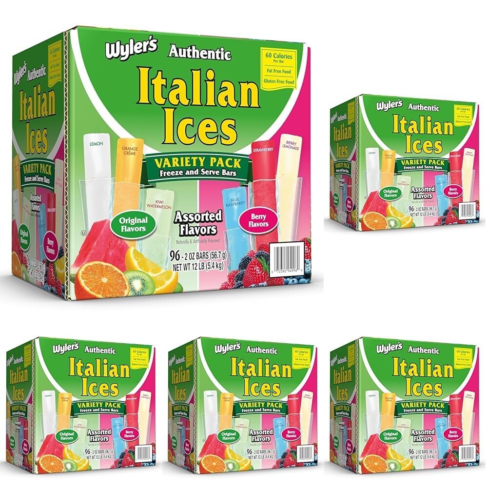 Bulk Pack of Authentic 96 Count Italian Ice Freezer Bars - Family Favorite