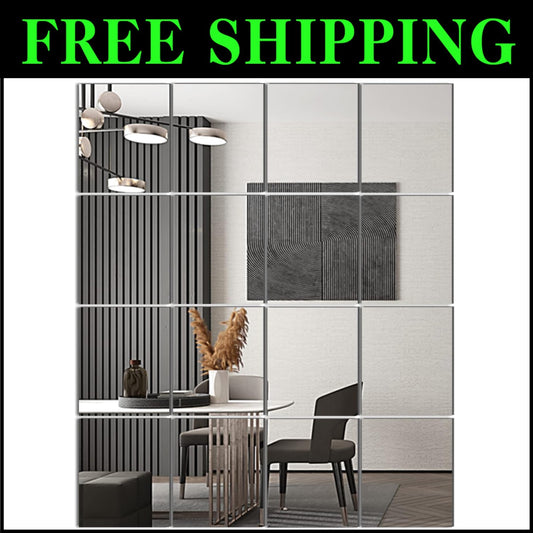 16 Piece Polished Glass Mirror Tiles - Perfect for Home Gym & Stylish Entryways