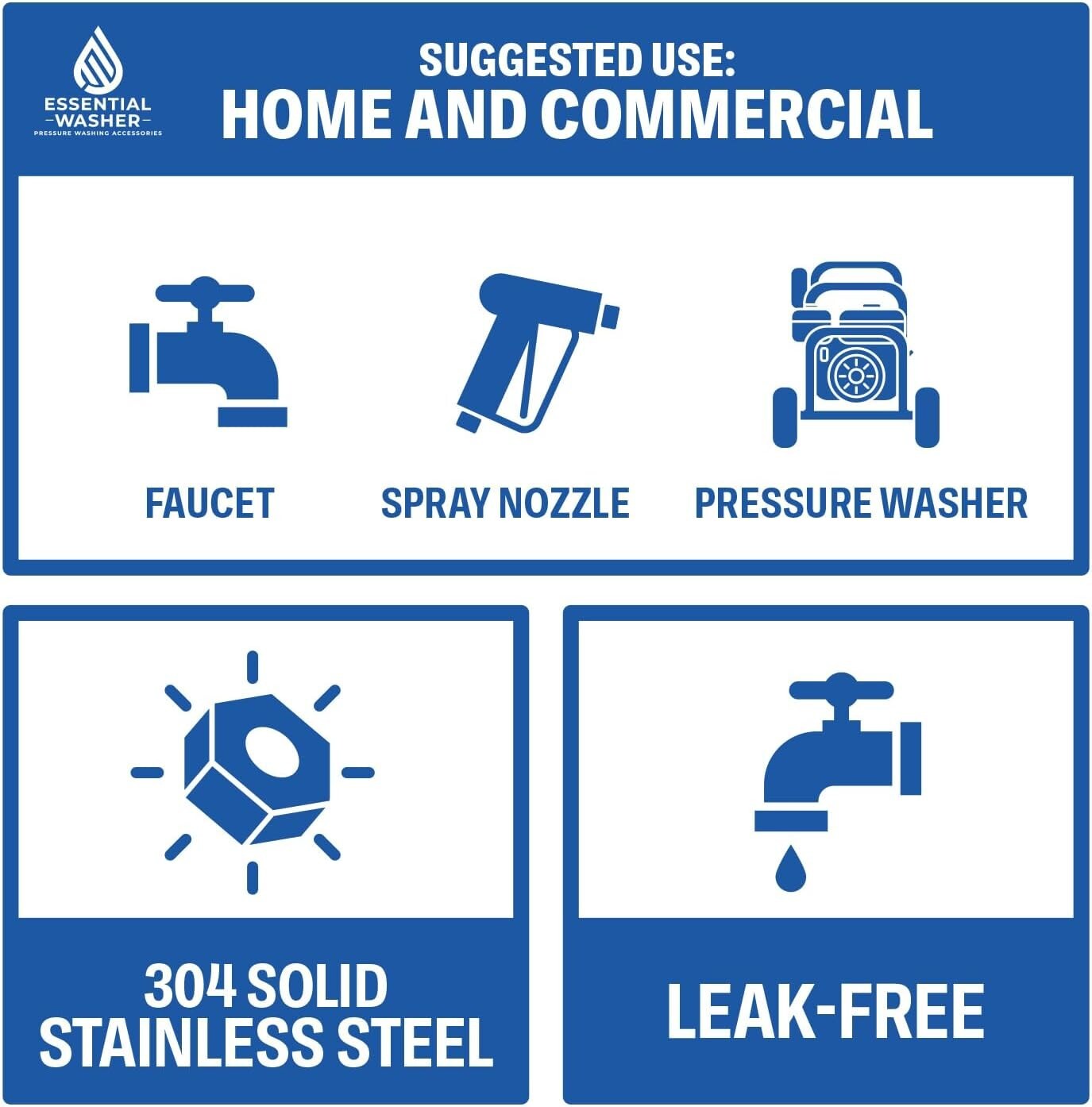 304 Stainless Steel Garden Hose Quick Connect Fittings Set of 4 for Effortles...