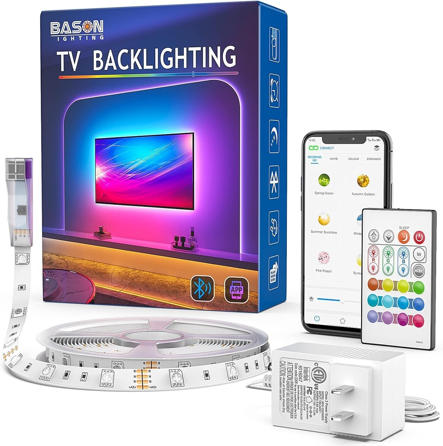 19.35ft Bluetooth LED TV Backlight for 85-90 inch TVs - App & Remote Control