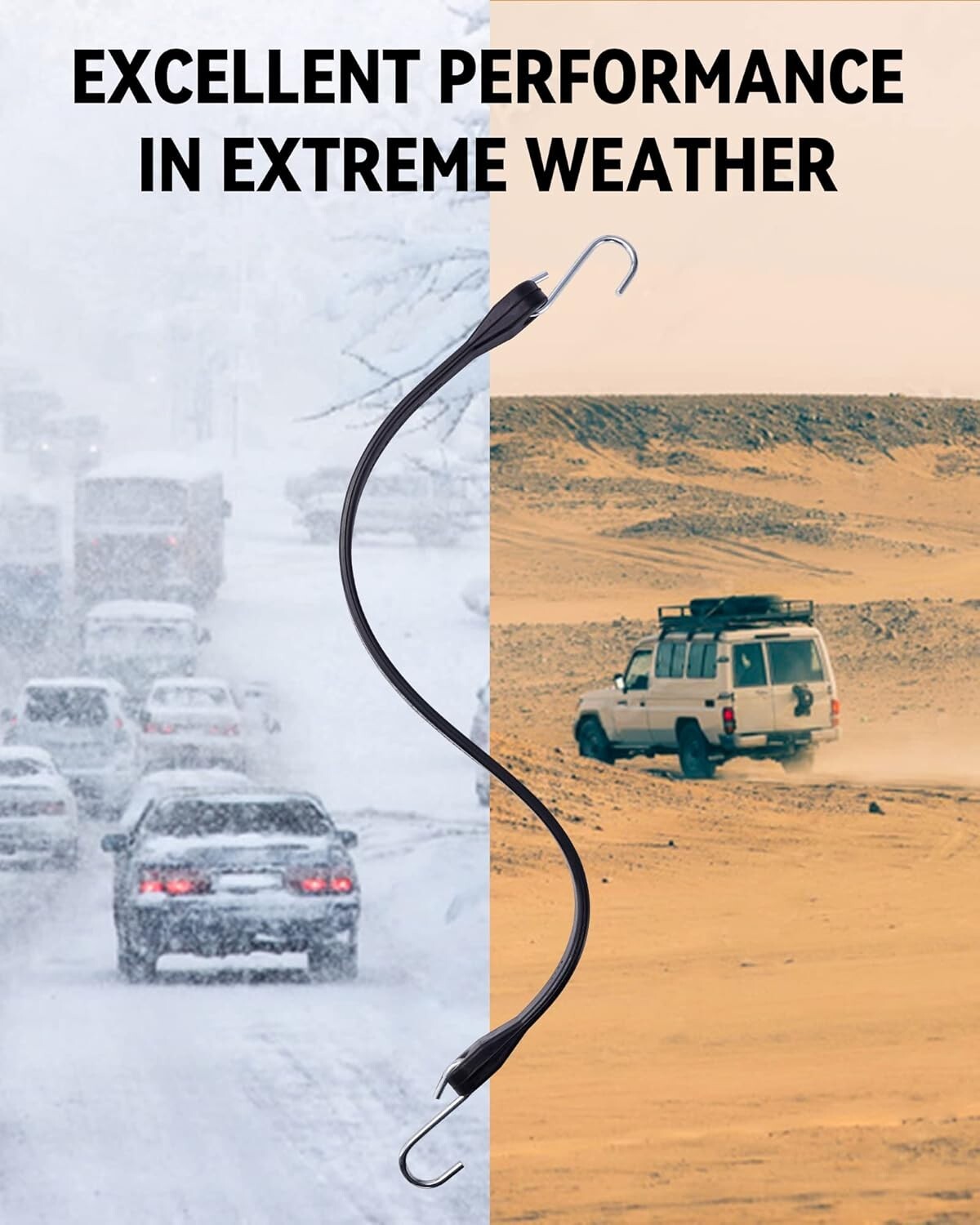 Versatile Heavy Duty 10'' Bungee Cords - 50 Count, 100% EPDM for Extreme Weather