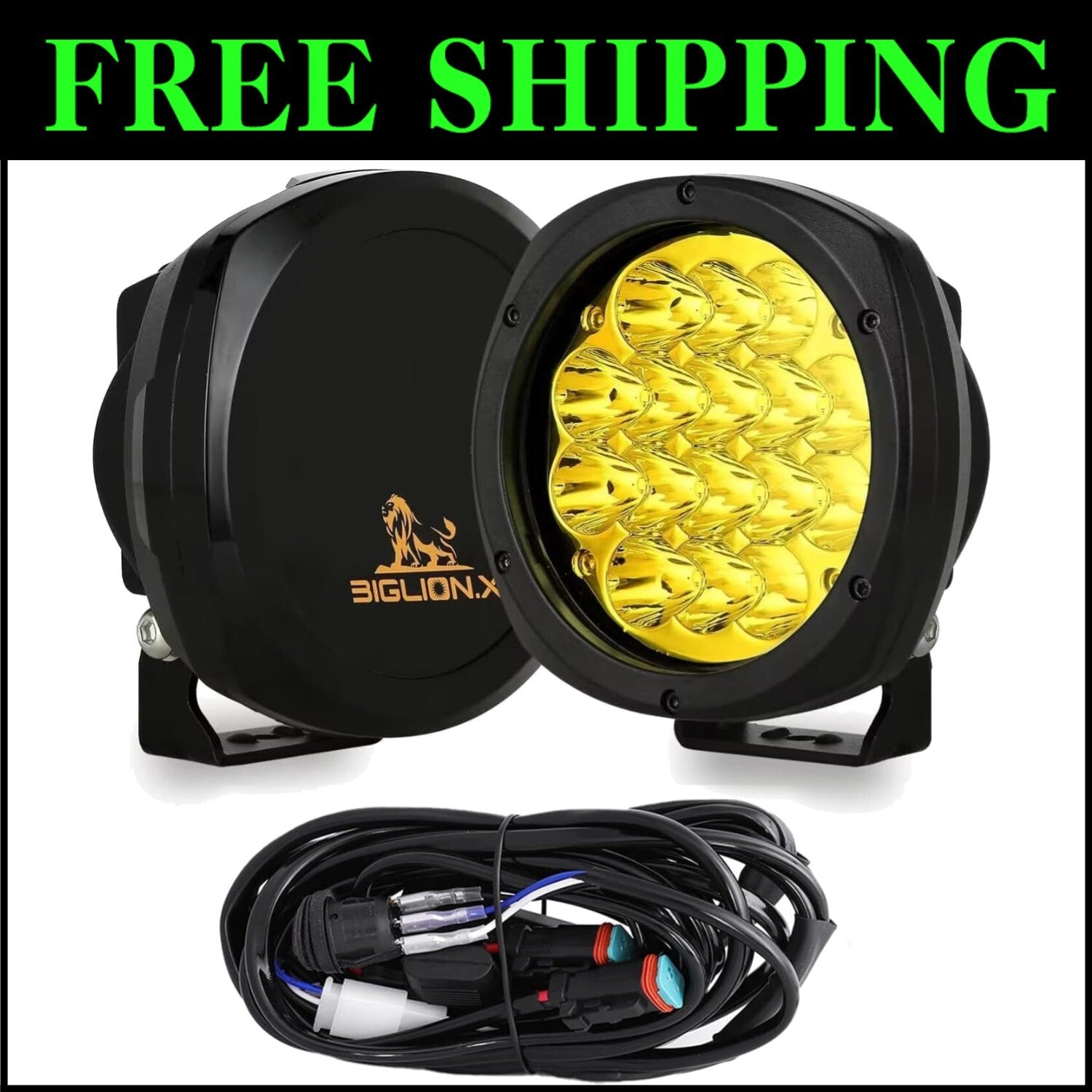 Bright 18800LM Amber Driving Lights: 5-Inch Waterproof Fog Lamps for Vehicles