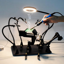 Load image into Gallery viewer, Heavy Duty Magnetic Helping Hands Soldering Station with 3X LED Magnifier