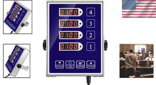 LED Cooking Timer with 4 Channels, Loud Alarm & Durable Stainless Steel Design