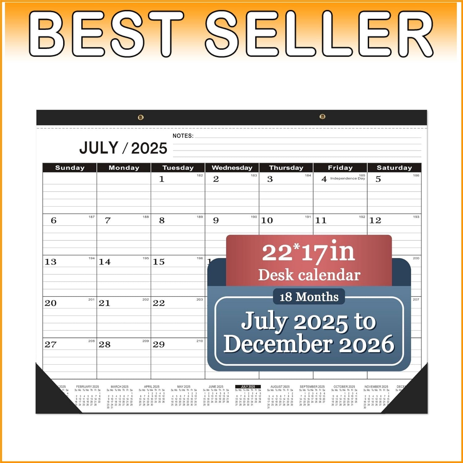 Extra Large 2025-2026 Desk Calendar with Easy Tear-Off Pages - Elegant Design