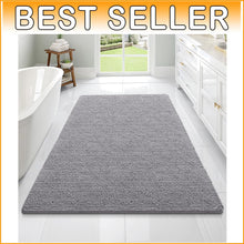 Load image into Gallery viewer, Grey Chenille Bath Mat 70" x 46" - Fluffy, Quick Dry, Machine Washable Accessory