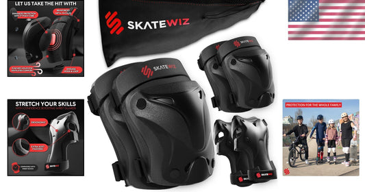 Ergonomic Knee, Elbow Pads & Wrist Guards - Breathable Protection for Skating
