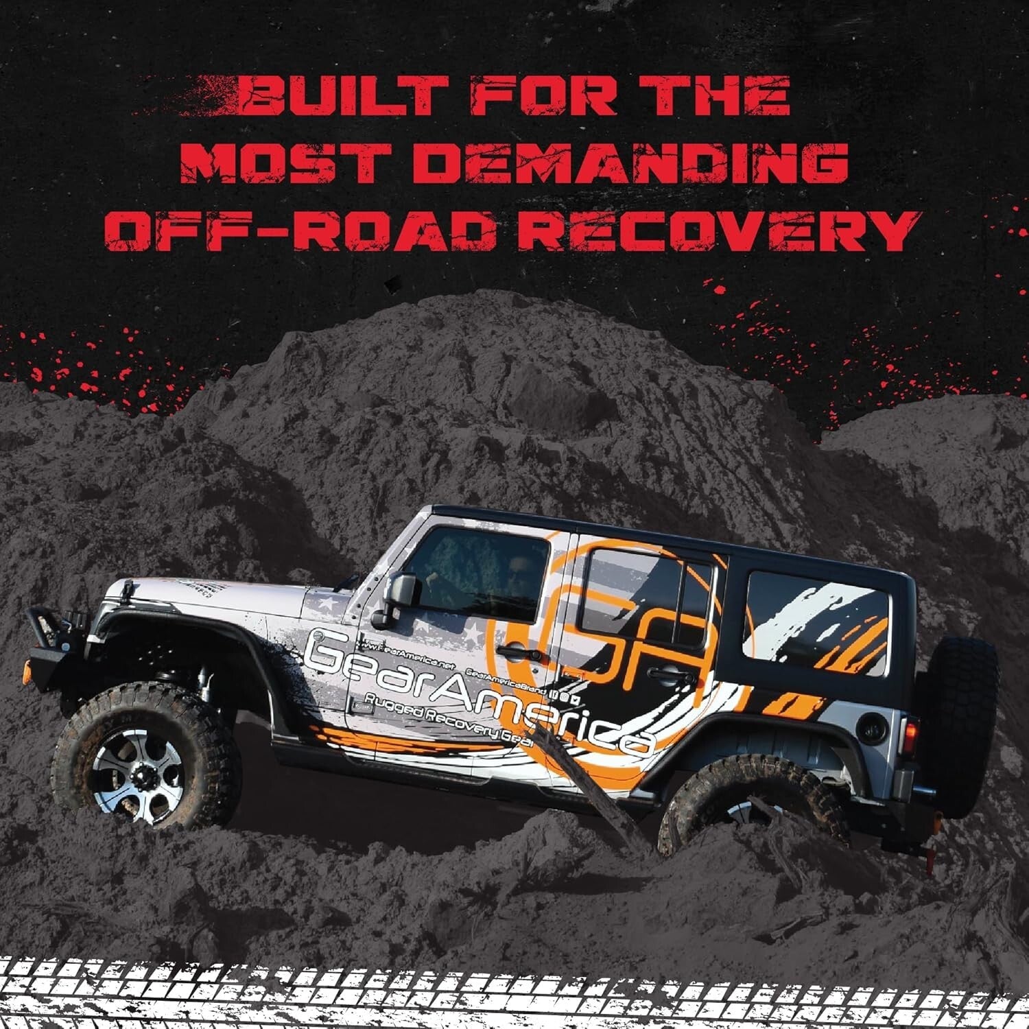 All-Weather 4"x30' Recovery Strap with Reinforced Loops - 40000 lbs Load Limit