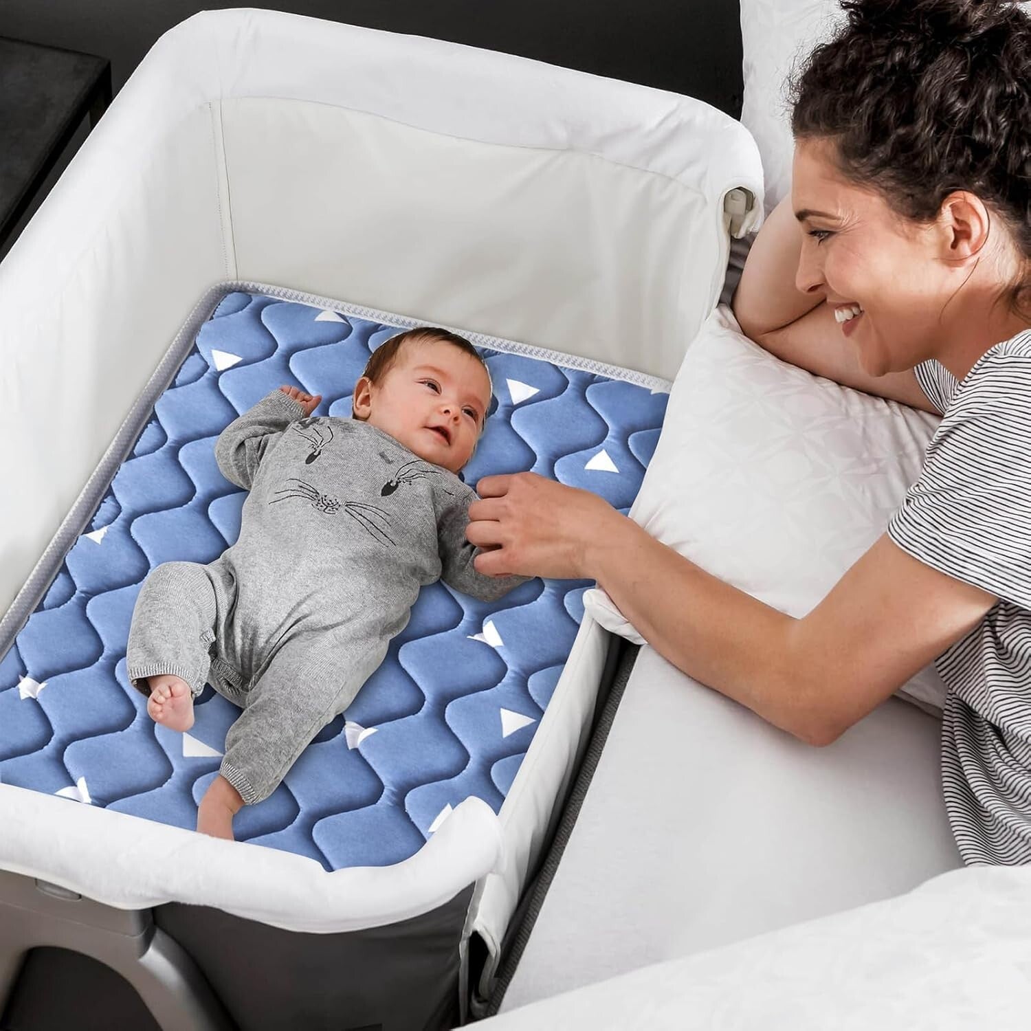 Firm Support Baby Bassinet Mattress 47x23.6 - Soft Breathable Fabric Design