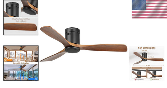 Reversible 52-Inch Ceiling Fan with Remote - Enhance Your Indoor/Outdoor Space