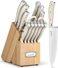 Load image into Gallery viewer, Ivory 15-Piece Premium Knife Block Set with Built-In Sharpener &amp; Ergonomic Grip