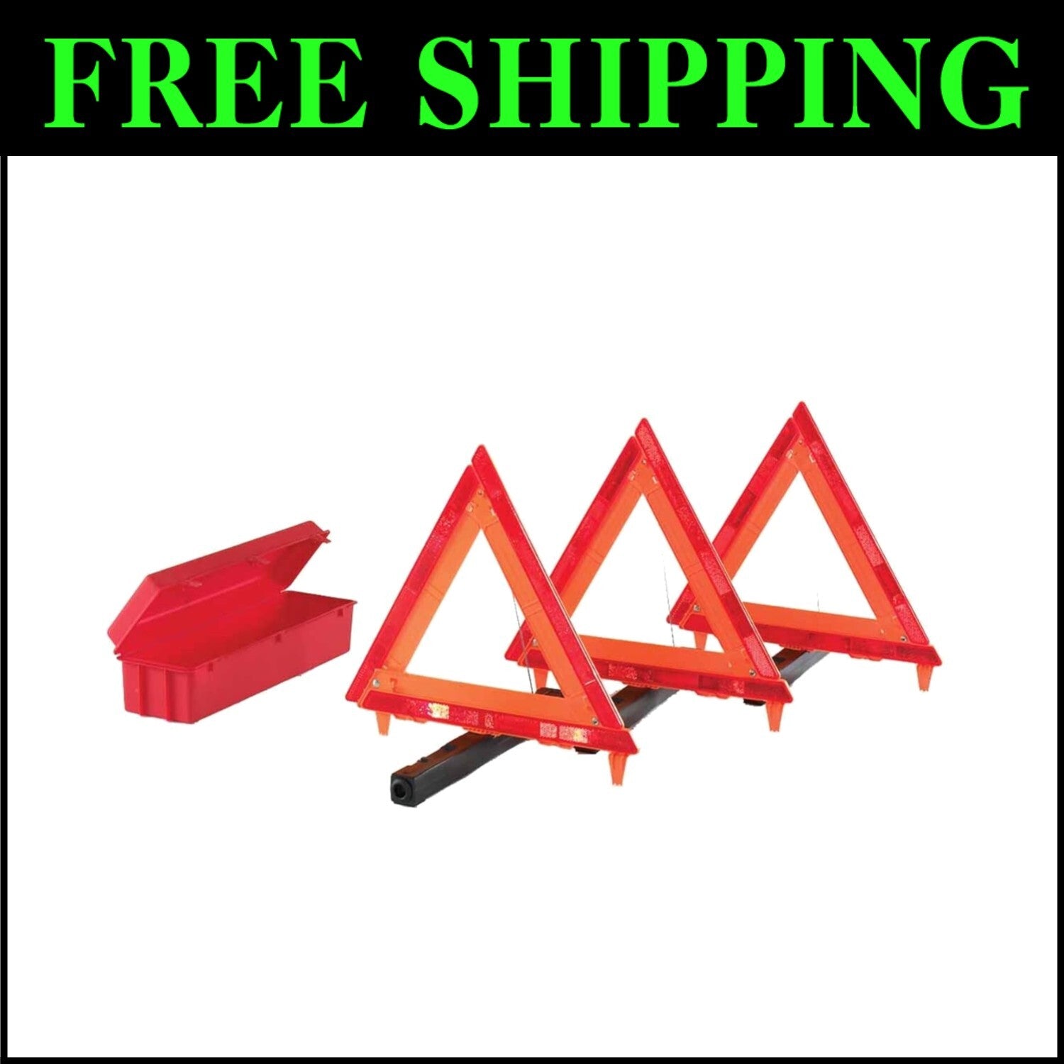 Cortina Reflective 3-Piece Traffic Safety Triangle Kit - Easy Setup & Storage