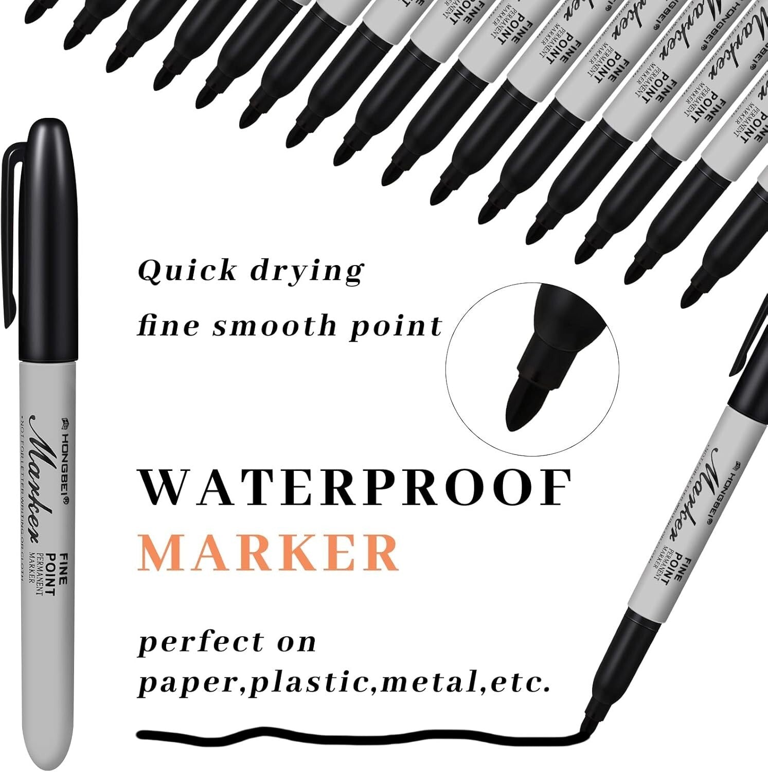 Durable 500-Pack Black Permanent Markers - Ideal for Classroom and Office Use