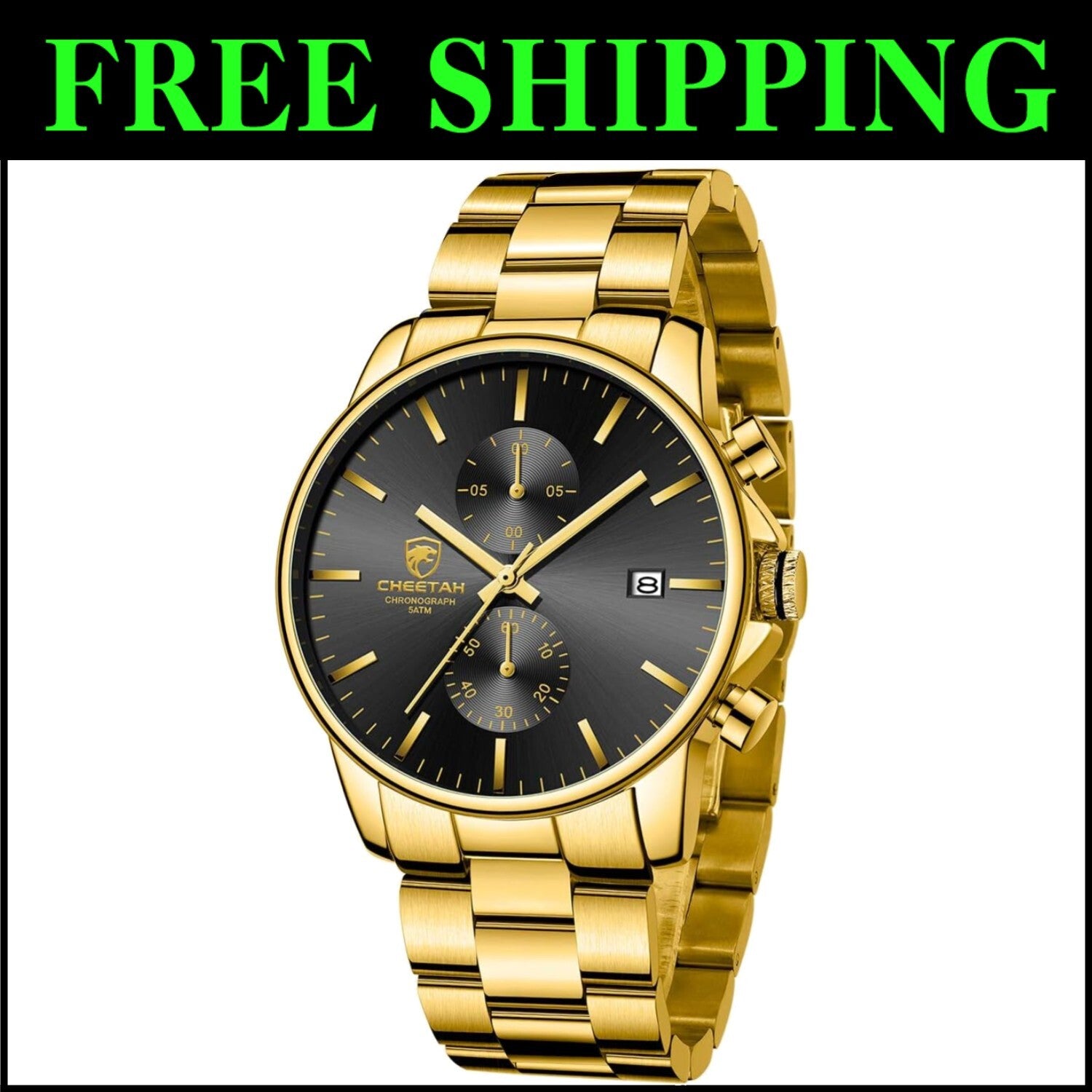 Elegant Men's Stainless Steel Chronograph Watch - 30m Waterproof for Daily Wear