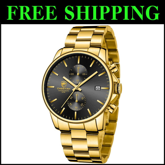 Elegant Men's Stainless Steel Chronograph Watch - 30m Waterproof for Daily Wear
