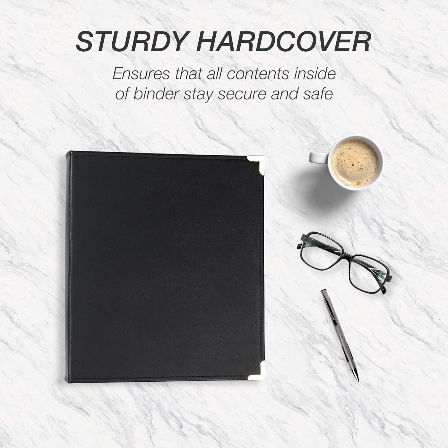 Classic Black Presentation Binder with Brass Round Rings - Holds 325 Sheets